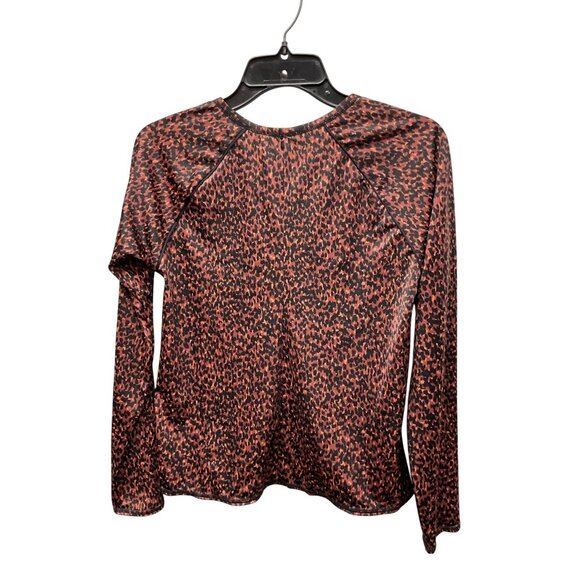 Womens Long-Sleeve Leopard Print Crew Neck Rash Guard Swim Top With UPF 50+ & Ch - Picture 4 of 6